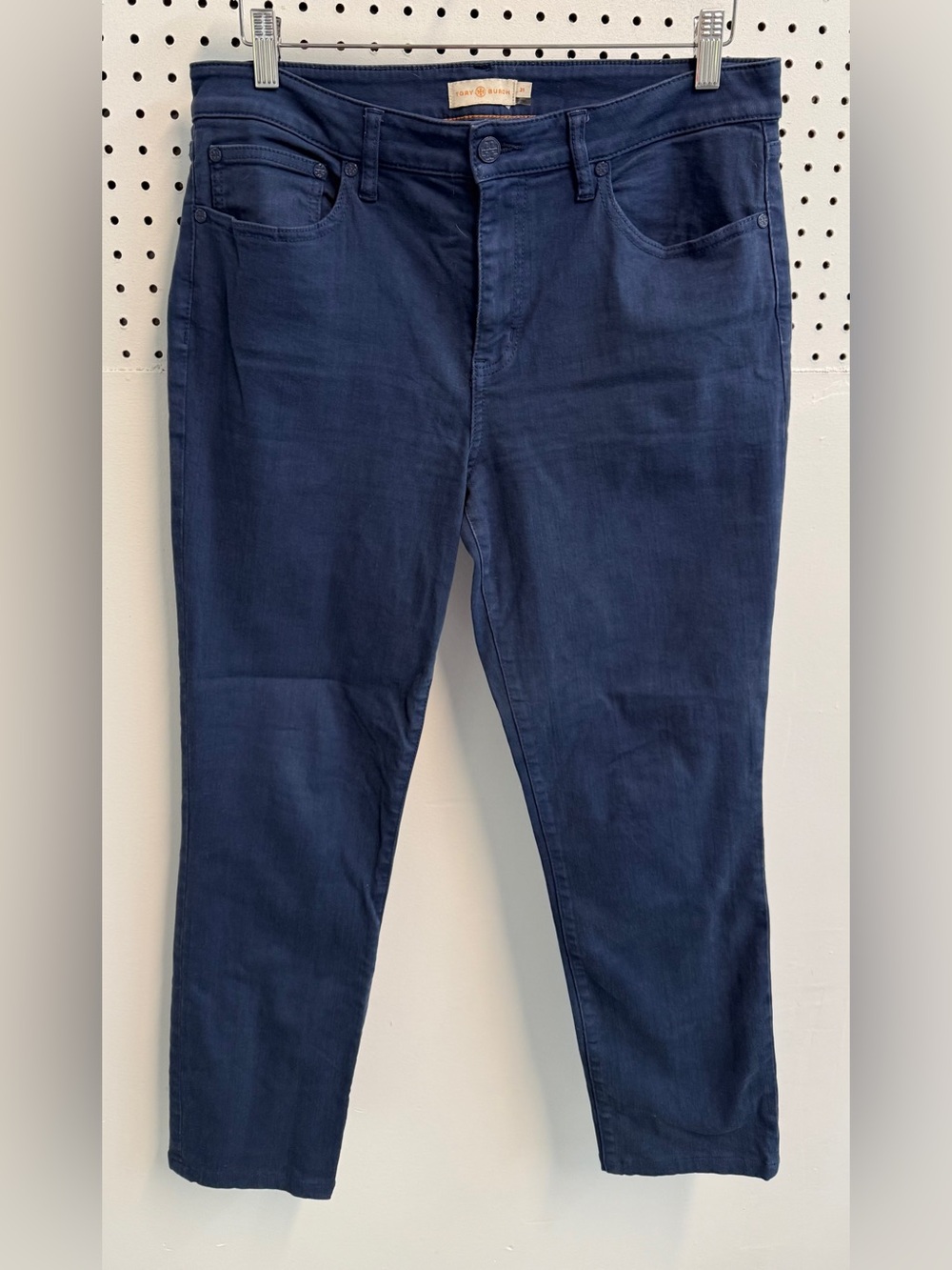 Tory Burch VGUC High Rise Slim Straight Pants Slate Blue Size 31